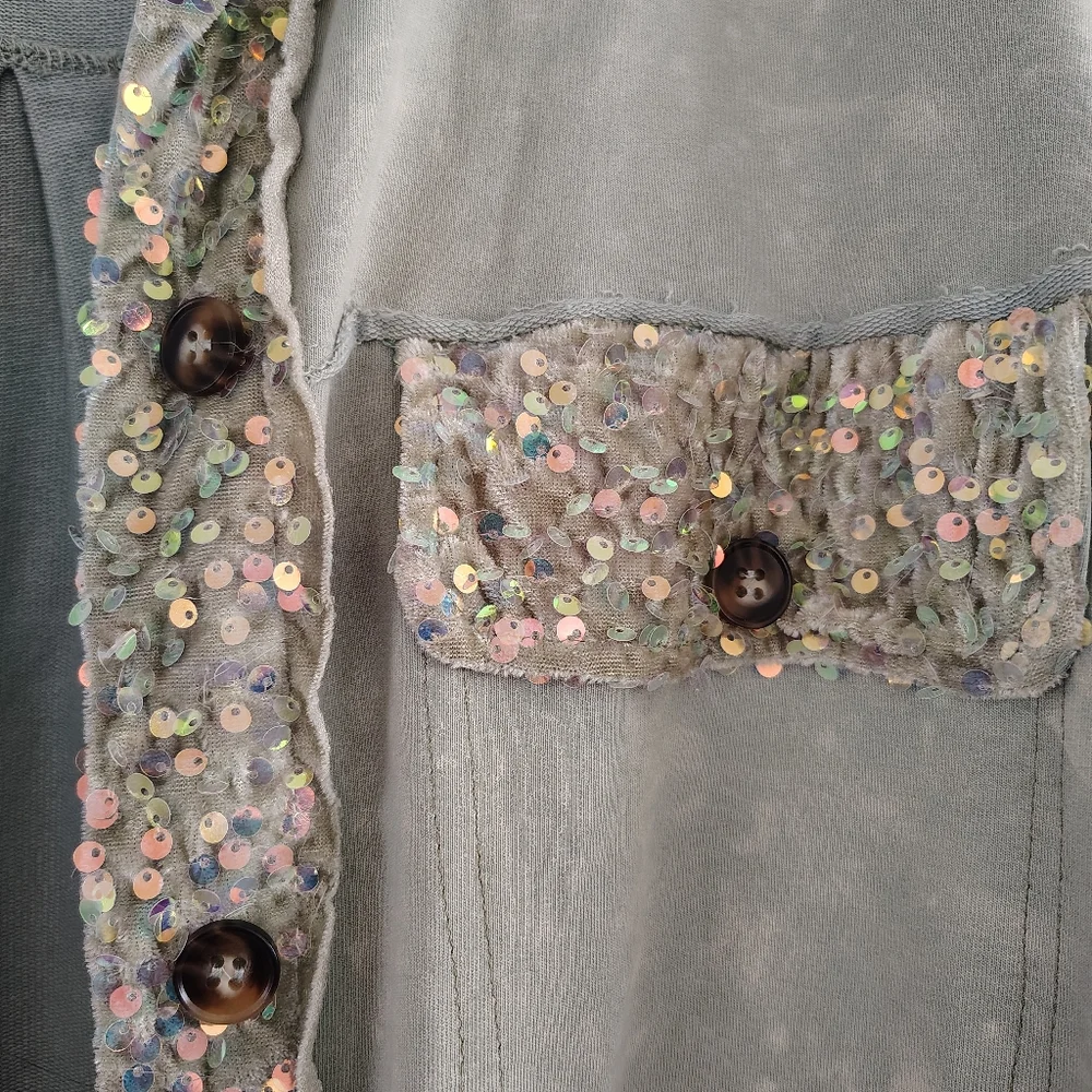 Sequin Trimmed Shacket - Picture 2 of 7